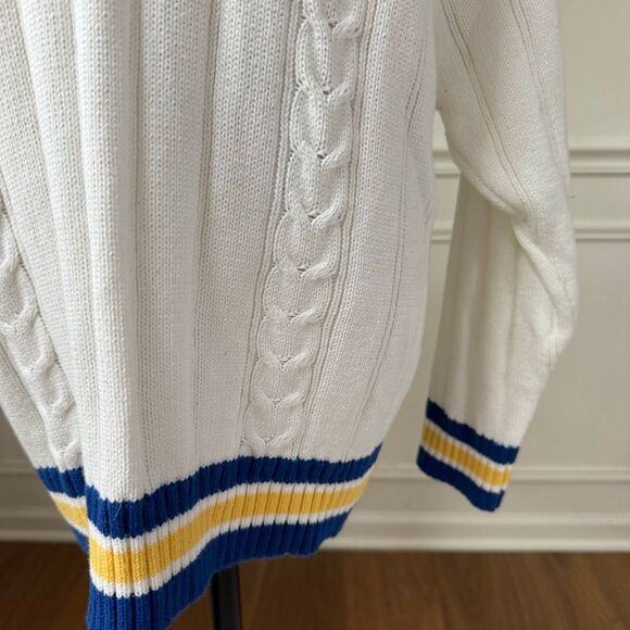 Vintage 90s Tabi International Varsity Style Vneck Cotton Sweater L - Picture 5 of 6